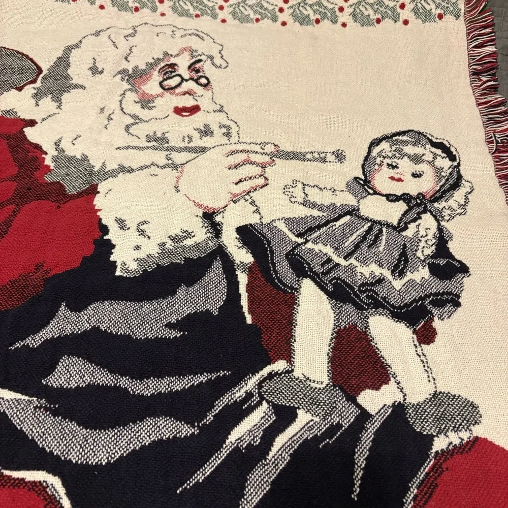 Vintage Santa Rocking Chair Toy Christmas Tapestry Throw Blanket 90s 64